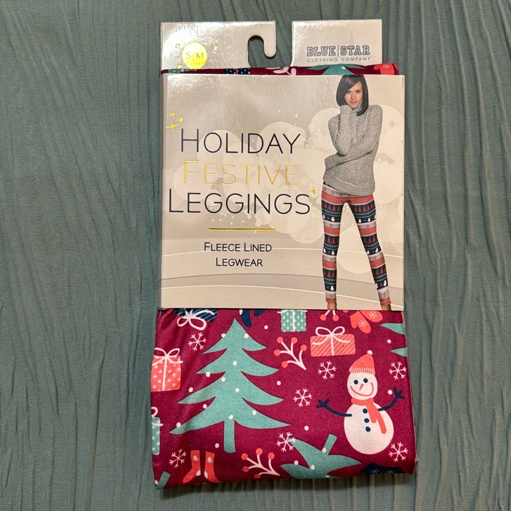 NWT: Blue Star clothing Company fleece holiday leggings, women’s s/m